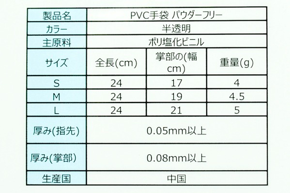 PVC手袋（Lサイズ） 【業務用食材の仕入れなら八面六臂】