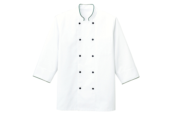 コックシャツ（ホワイト＆グリーン）（FB4513U-4）