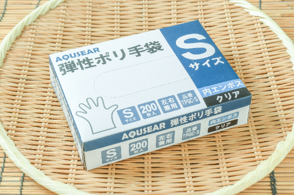 弾性ポリ手袋（S）