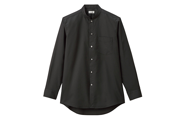 メンズスタンドカラー長袖シャツ（ブラック）（FB5051M-16）