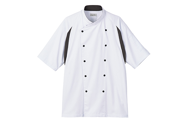 ユニセックスコックシャツ（ホワイト＆グレー）（FB4553U-2）