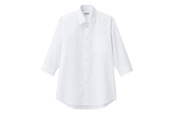 メンズレギュラーカラー七分袖シャツ（ホワイト）（FB5042M-15）