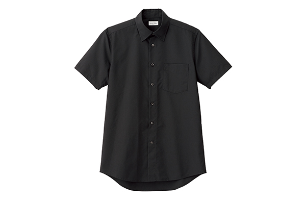 メンズレギュラーカラー半袖シャツ（ブラック）（FB5041M-16）