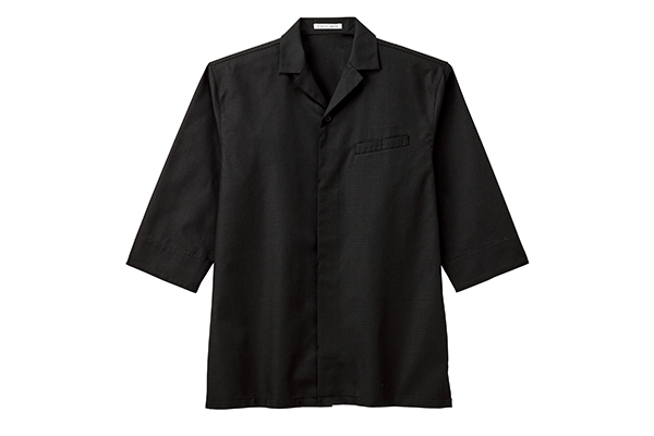 ユニセックス開襟和シャツ（ブラック）（FB4542U-16）